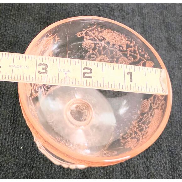 Vintage Hazel Atlas Florentine Pink Footed Sherbet/Dessert Dish 4 ounce - Picture 4 of 5